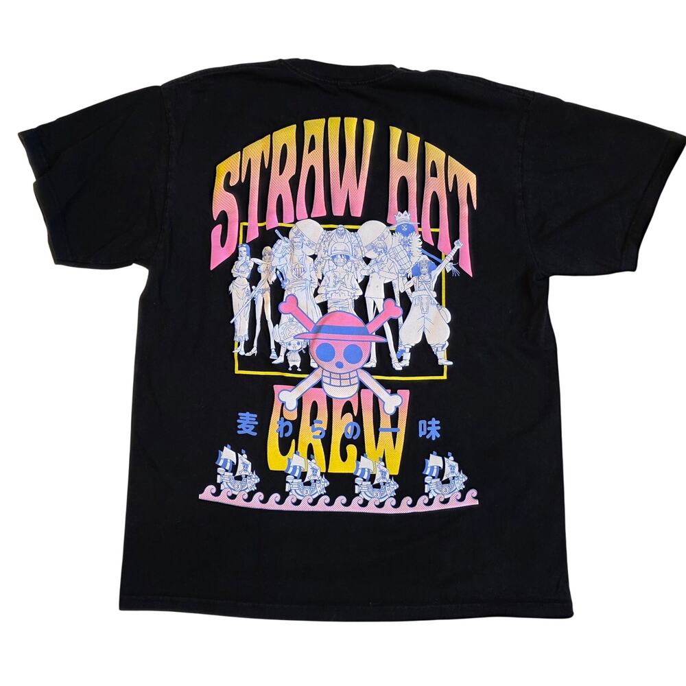 One Piece Straw Hat Crew Ripple Junction Graphic T-Shirt Black Large